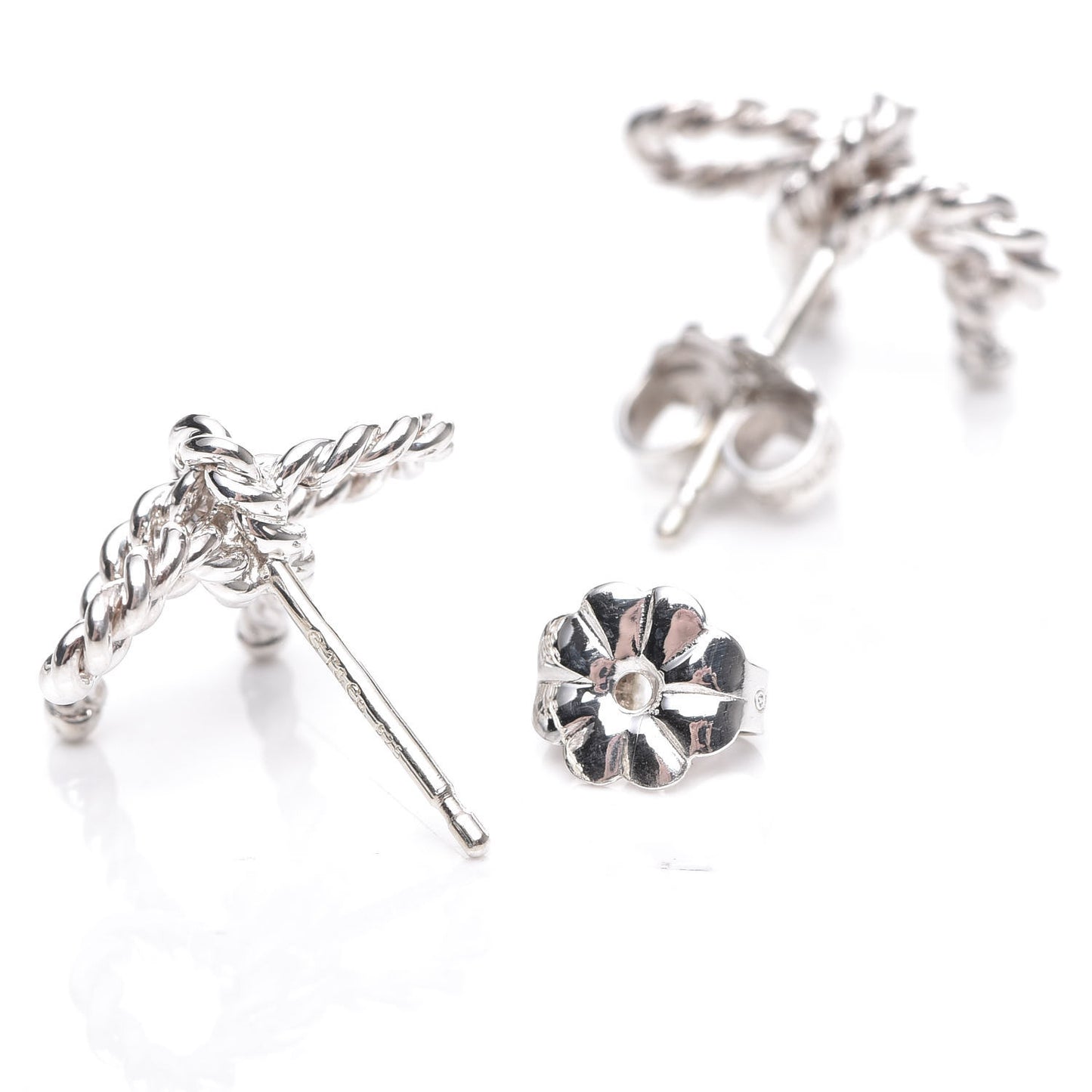 Sterling Silver Textured Twist Bow Earrings