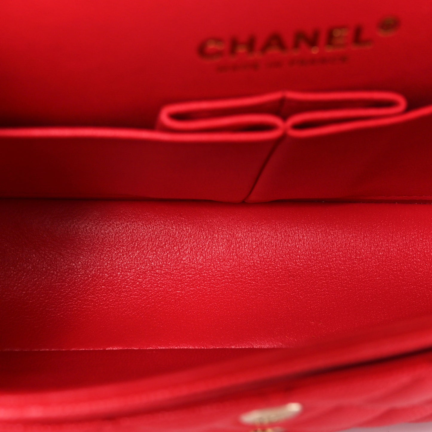 Caviar Quilted Small Double Flap Red