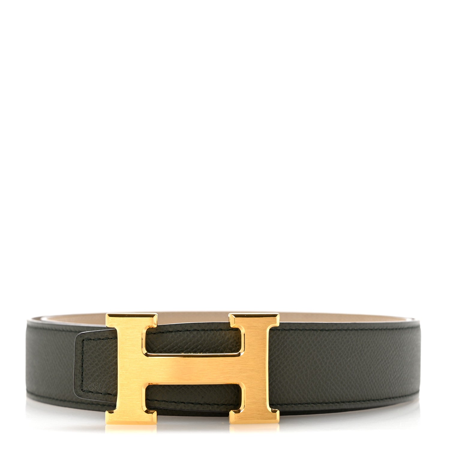 Hermes Epsom 32mm H Belt 100 40 Trench Vert De Gris 1 of 8