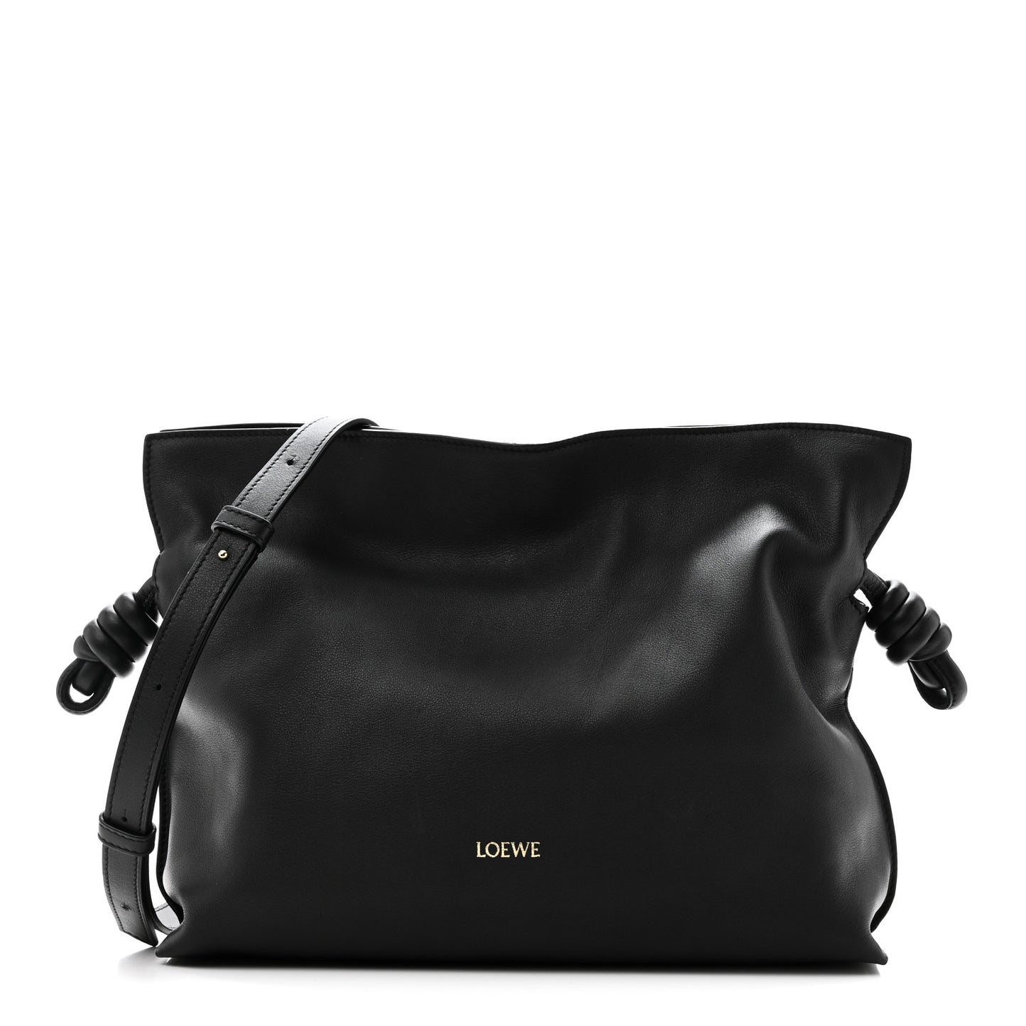 Nappa Calfskin Medium Flamenco Knot Clutch Black