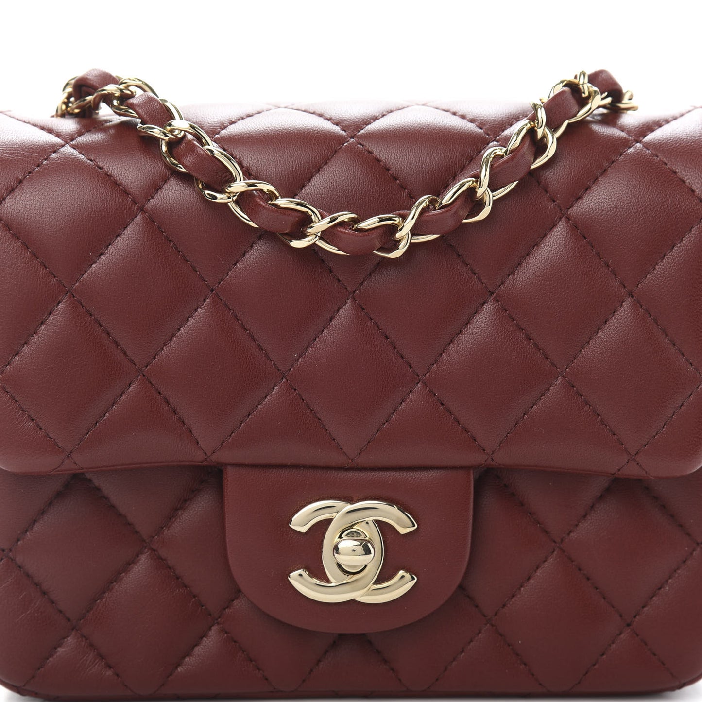 Lambskin Quilted Mini Square Flap Bordeaux