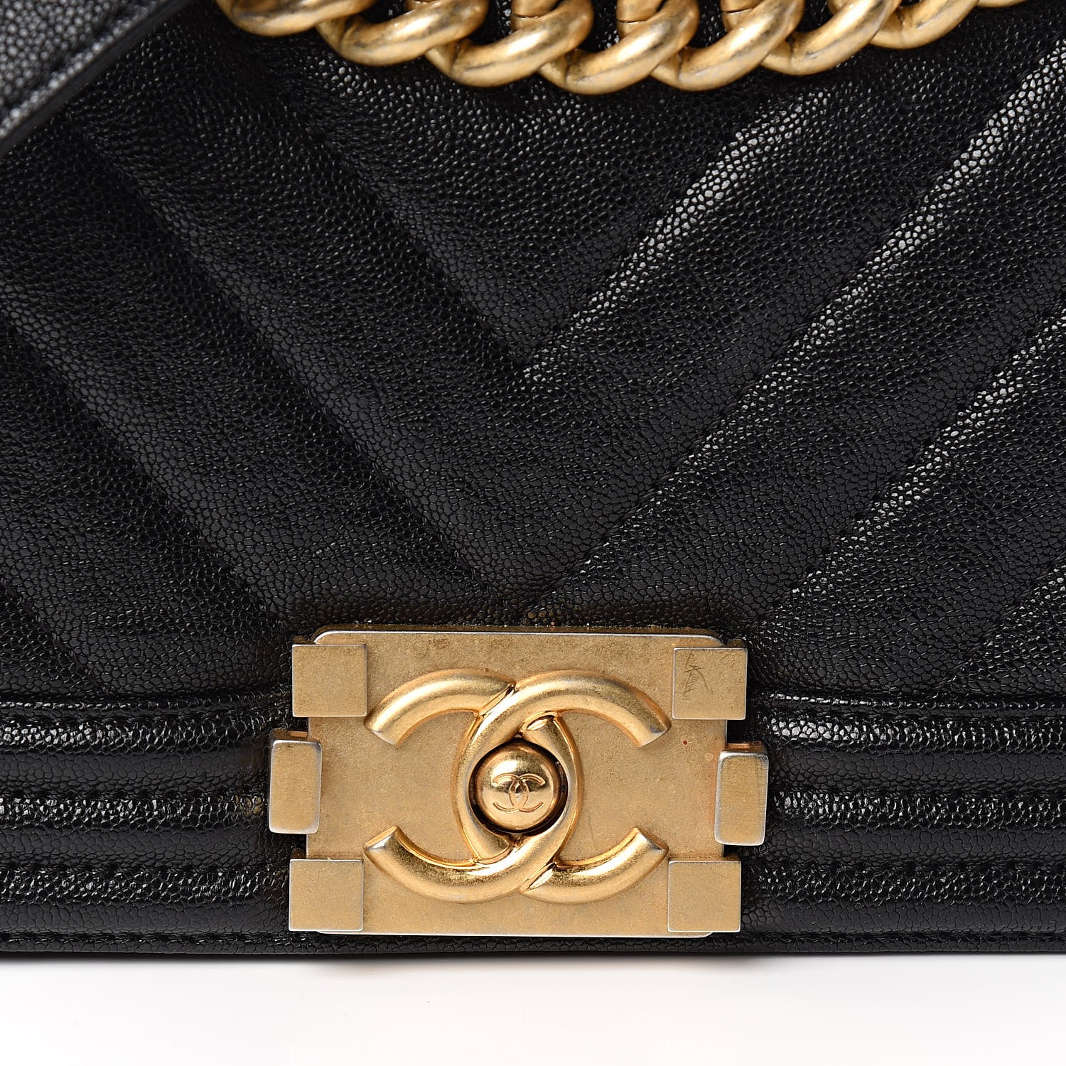 Chanel Caviar Chevron Quilted Small Boy Flap Black 10 of 10