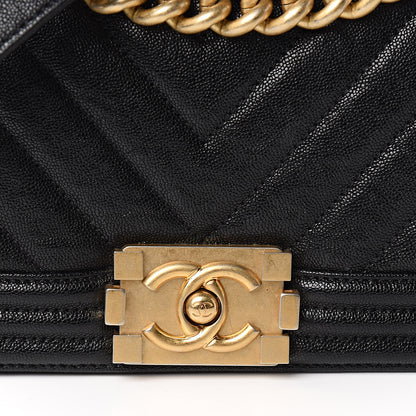 Chanel Caviar Chevron Quilted Small Boy Flap Black 10 of 10