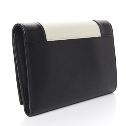 Celine Smooth Lambskin Medium Frame Multifunction Wallet Black White 3 of 7