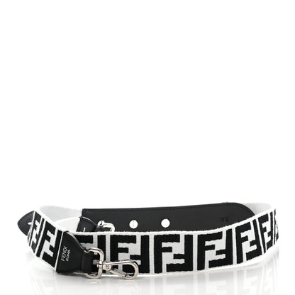 Fendi Canvas Calfskin FF 1974 Studded Strap You Black White 2 of 8