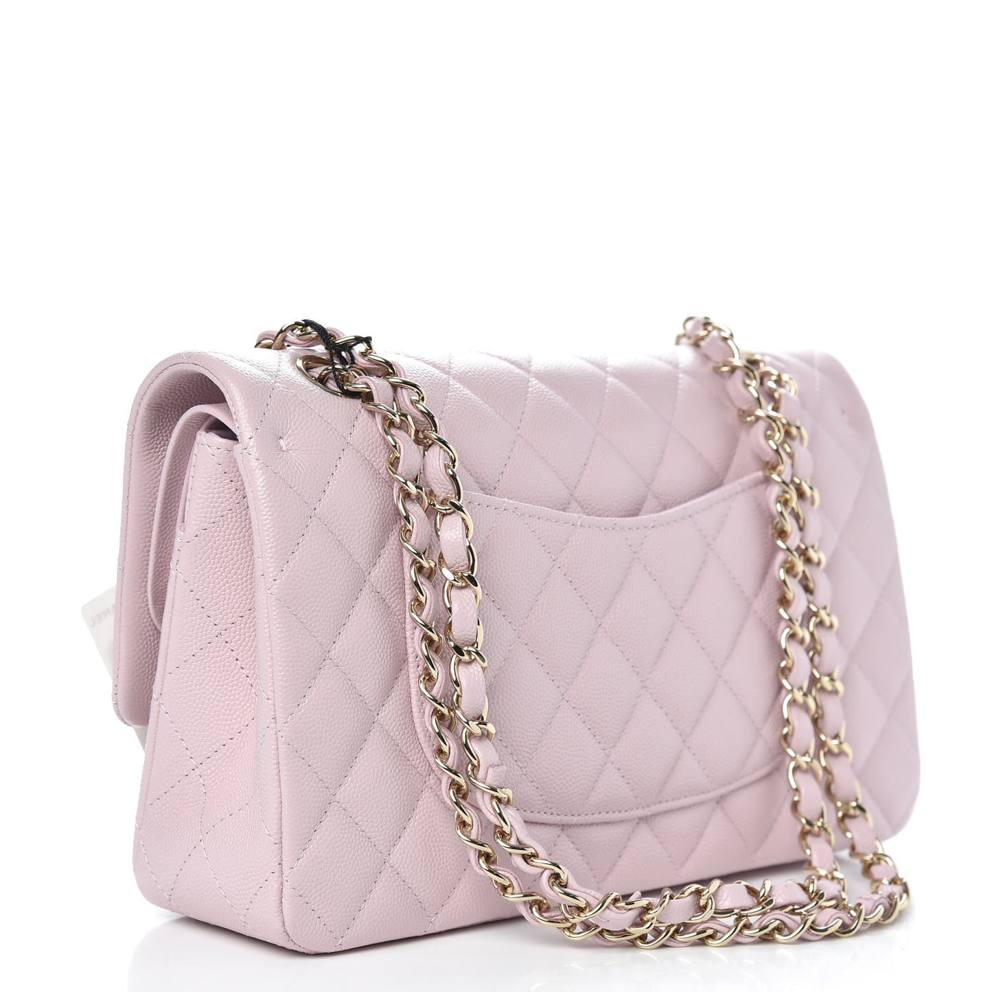 Caviar Quilted Medium Double Flap Light Pink