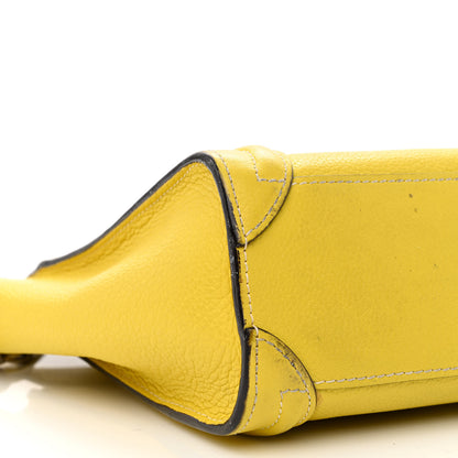 Celine Drummed Calfskin Nano Luggage Citron 12 of 20
