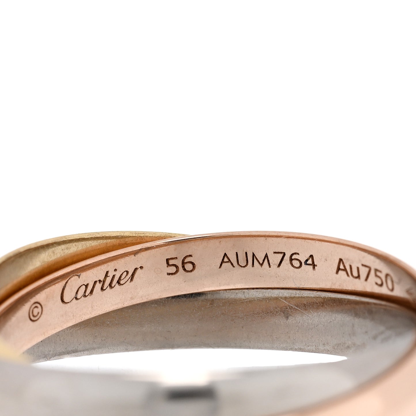 18K Pink Yellow White Gold Small Trinity Ring 56 7.5