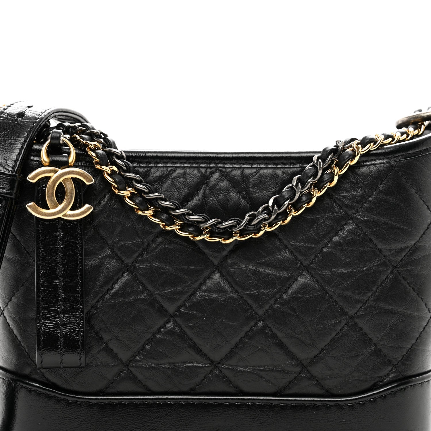 Chanel Aged Calfskin Quilted Small Gabrielle Hobo Black 5 of 13