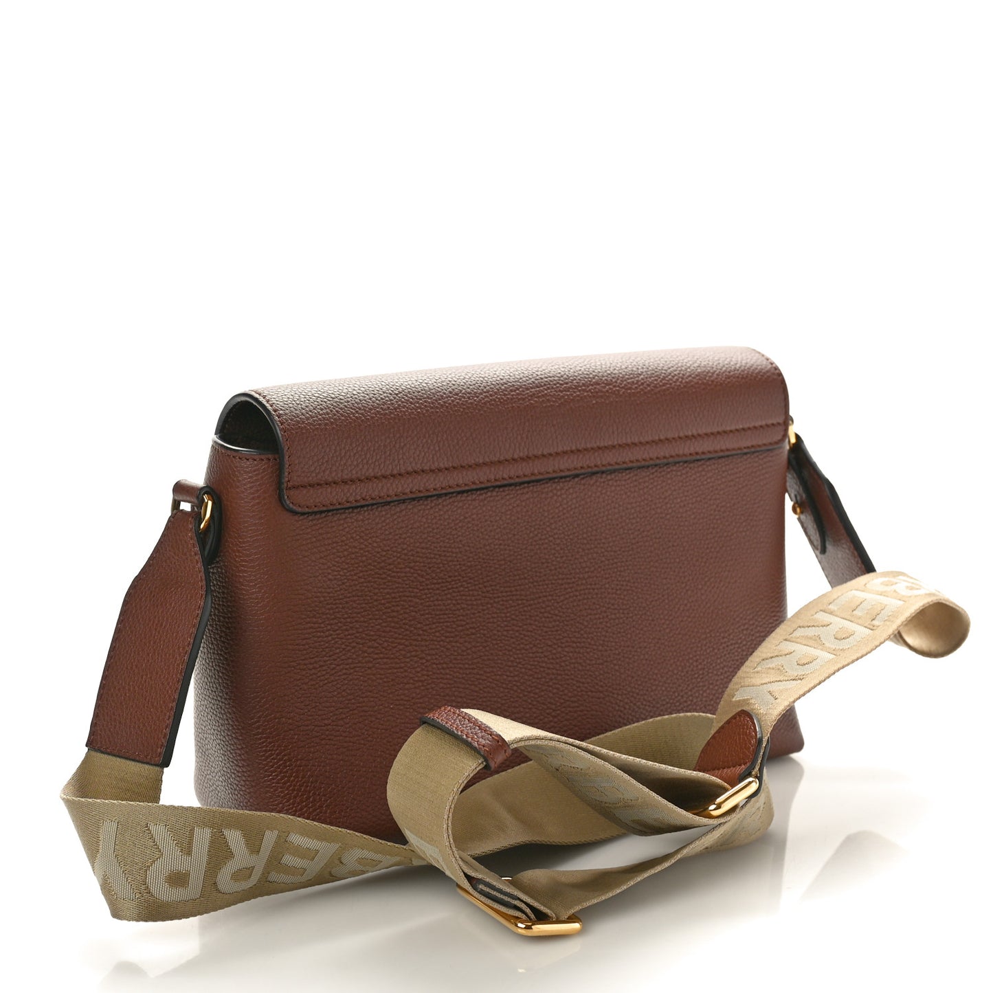 Grainy Calfskin Vintage Check Note Crossbody Bag Malt Brown
