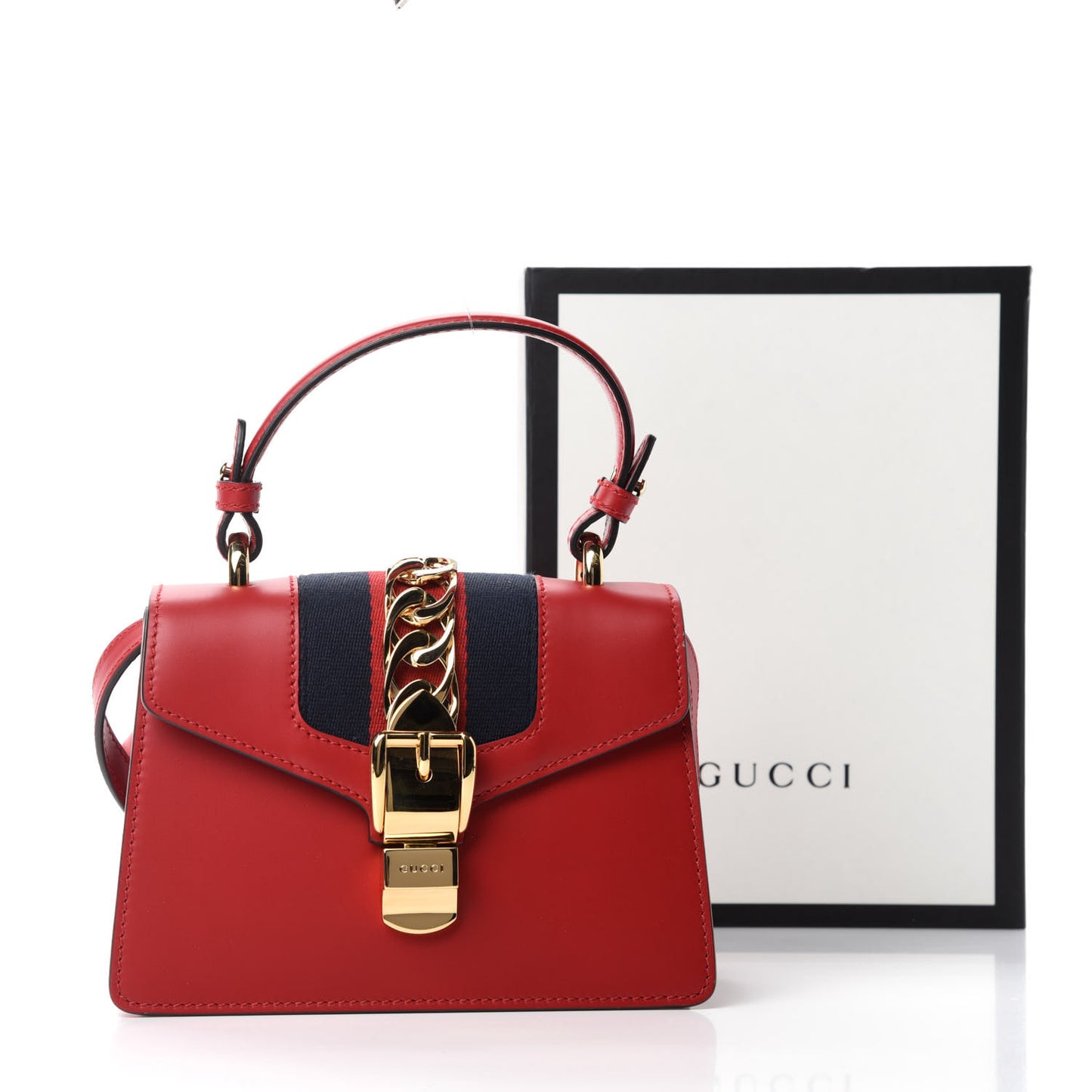 Calfskin Mini Sylvie Top Handle Bag Hibiscus Red