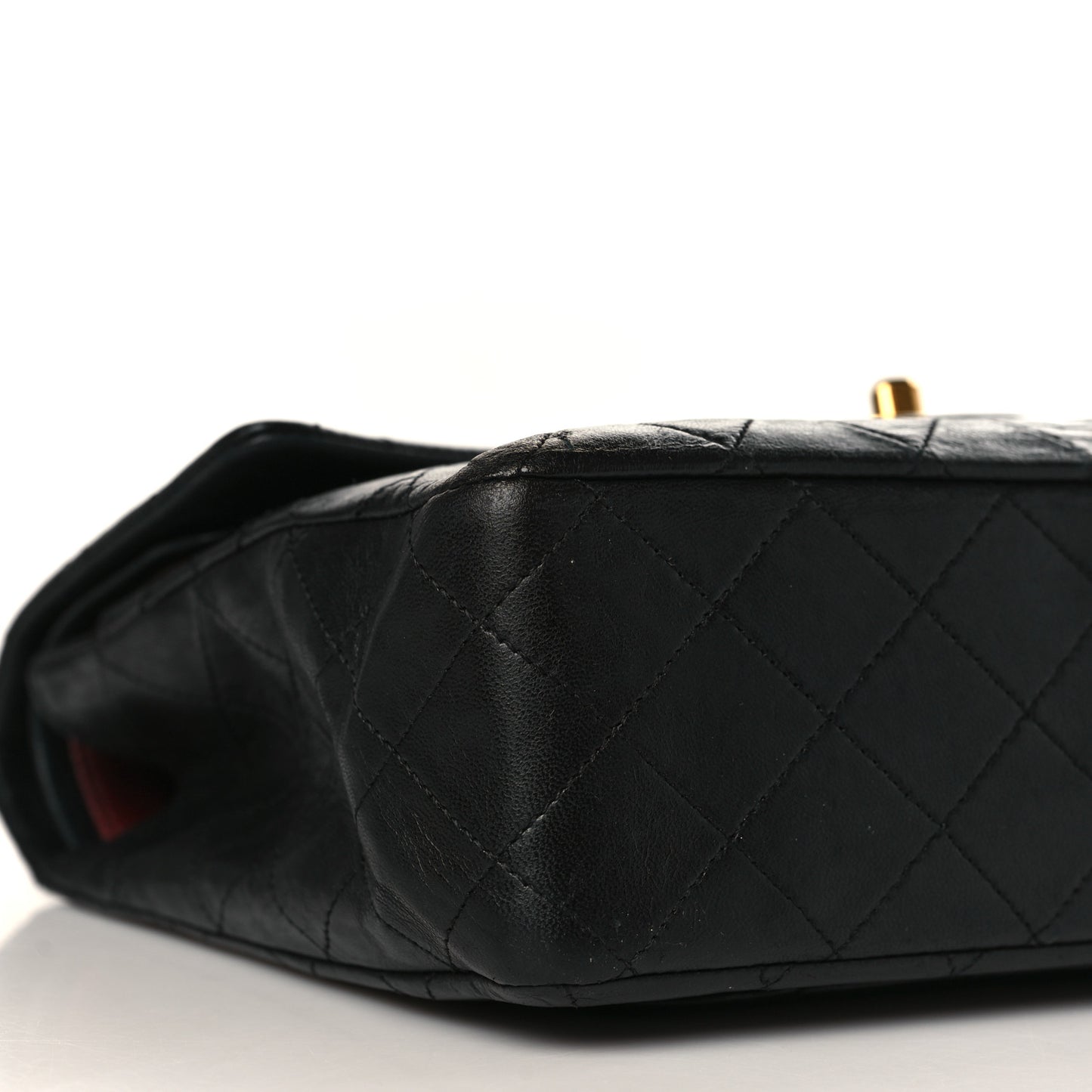 Lambskin Quilted Medium Double Flap Black
