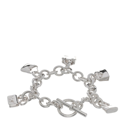 Hermes Sterling Silver Five Bags Amulette Charm Bracelet ST 2 of 4
