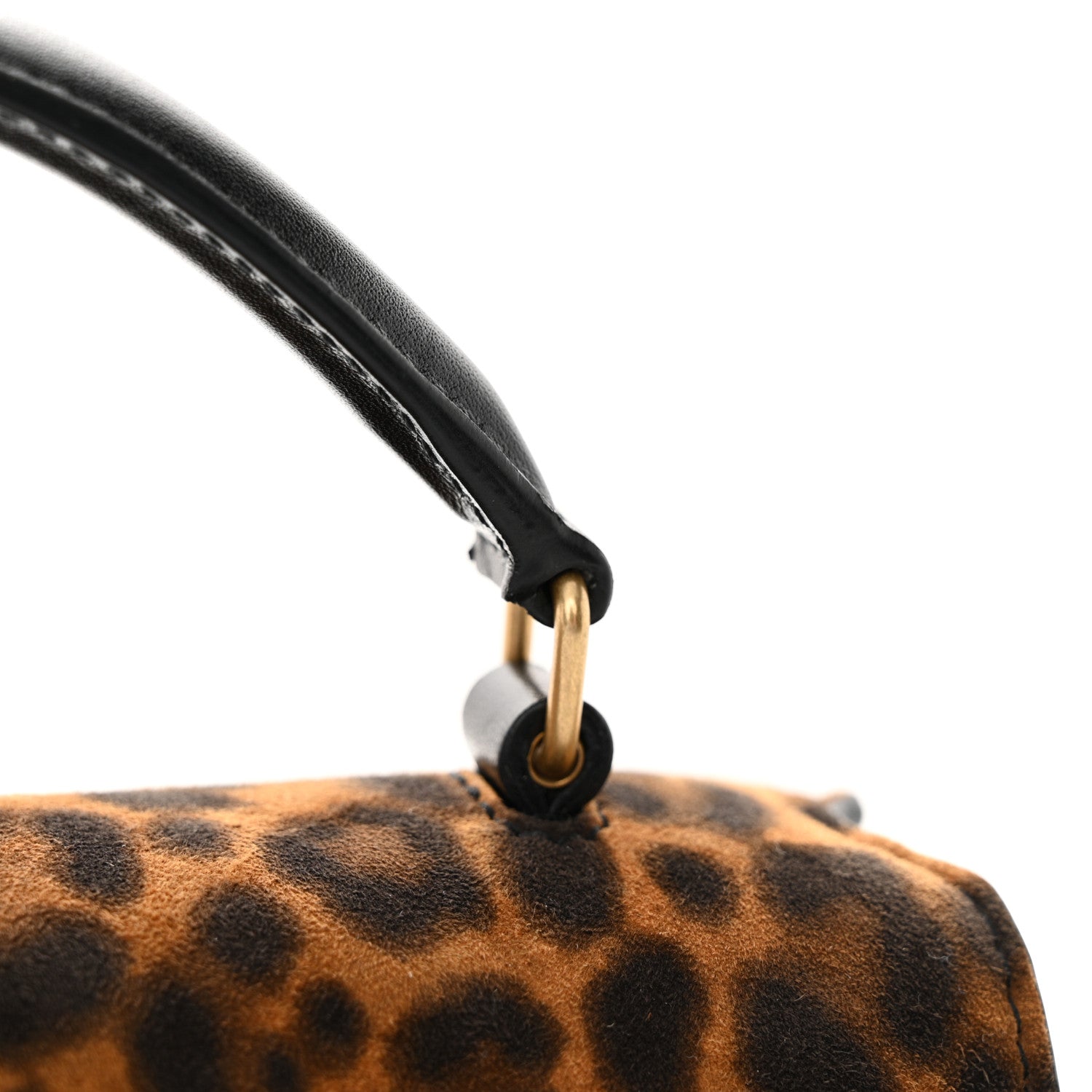 Saint Laurent Suede Leopard Print Mini Classic Monogram Cassandra Top Handle Manto Naturale Black 11 of 11