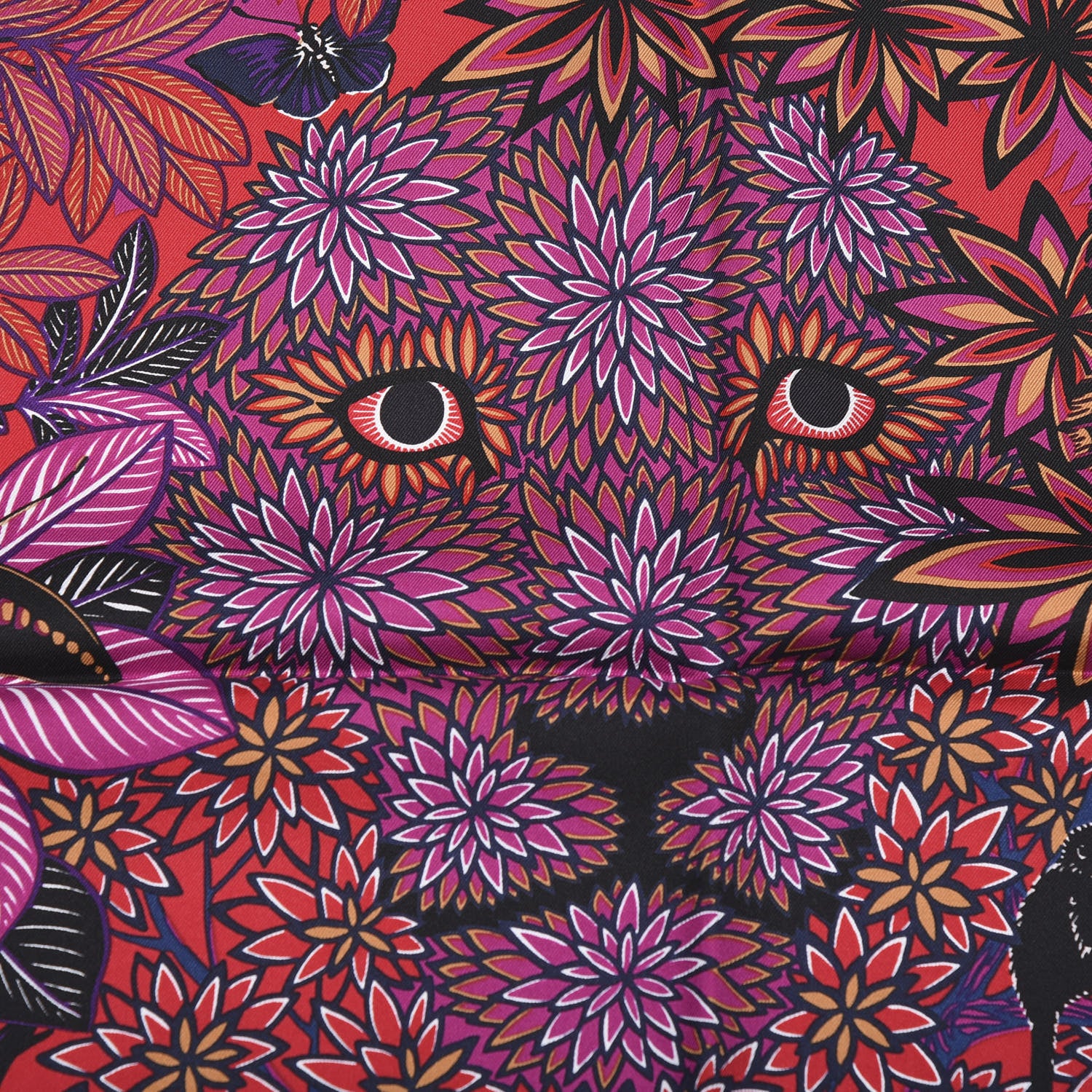 Hermes Silk Wild Singapore Scarf 90 Rouge Violet Beige 2 of 7