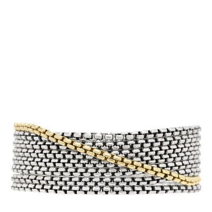 David Yurman Sterling Silver 18K Yellow Gold Eight-Row Box Chain Bracelet 1 of 4