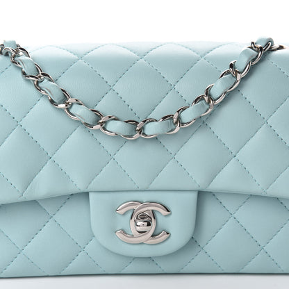 Chanel Lambskin Quilted Mini Rectangular Flap Light Blue 10 of 11