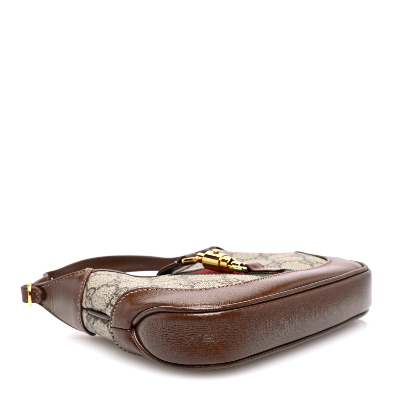 Gucci GG Supreme Monogram Azalea Calfskin Web Mini Jackie 1961 Hobo Beige Ebony Brown Sugar 4 of 9