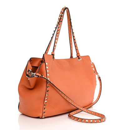 Valentino Garavani Pebbled Calfskin Medium Rockstud Tote Melon Sorbet 2 of 16
