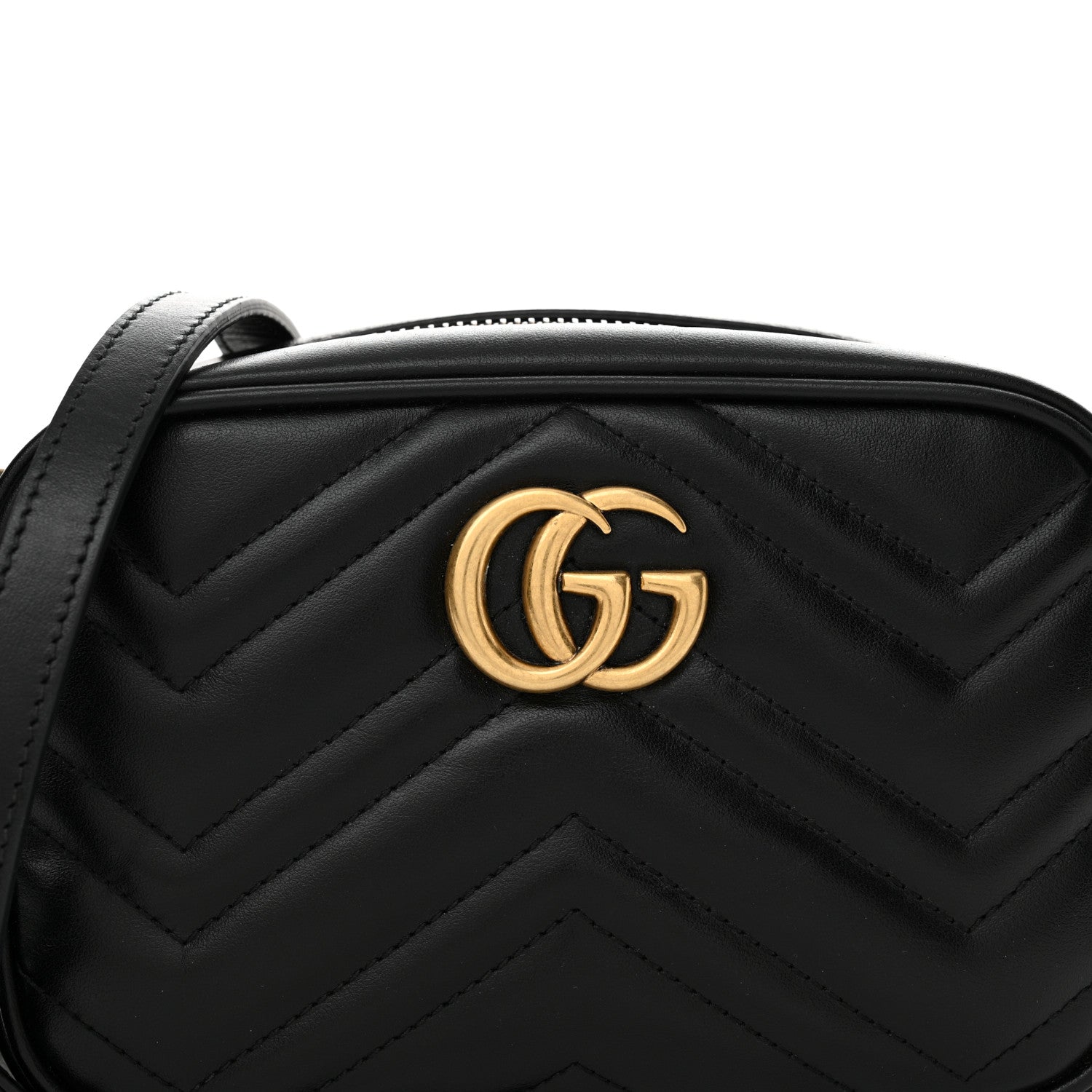 Gucci Calfskin Matelasse Mini GG Marmont Chain Shoulder Bag Black 8 of 11