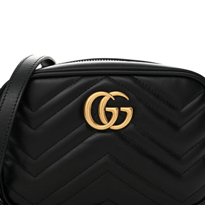 Gucci Calfskin Matelasse Mini GG Marmont Chain Shoulder Bag Black 8 of 11