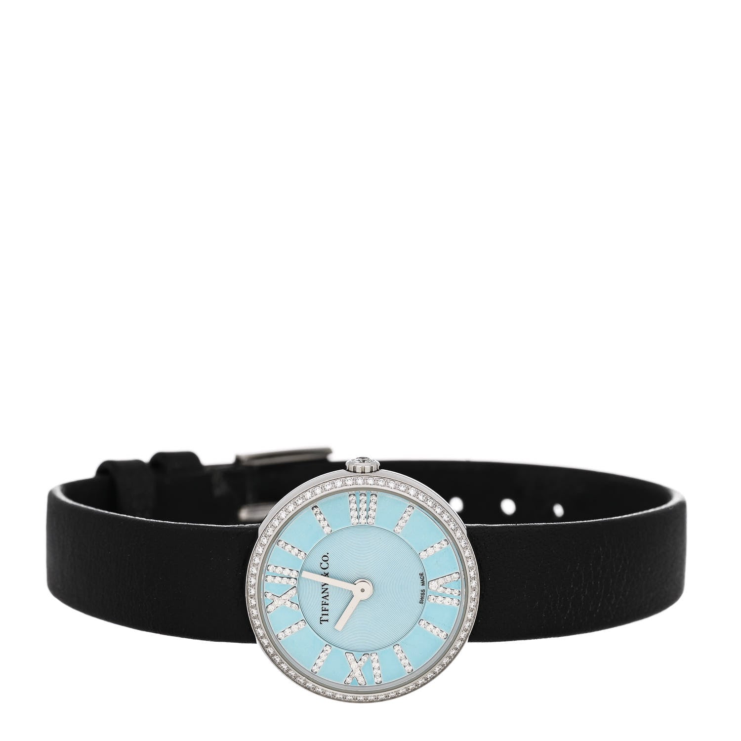 Tiffany Stainless Steel Calfskin Diamond Bezel 24mm Atlas 2-Hand Quartz Watch Tiffany Blue 2 of 7