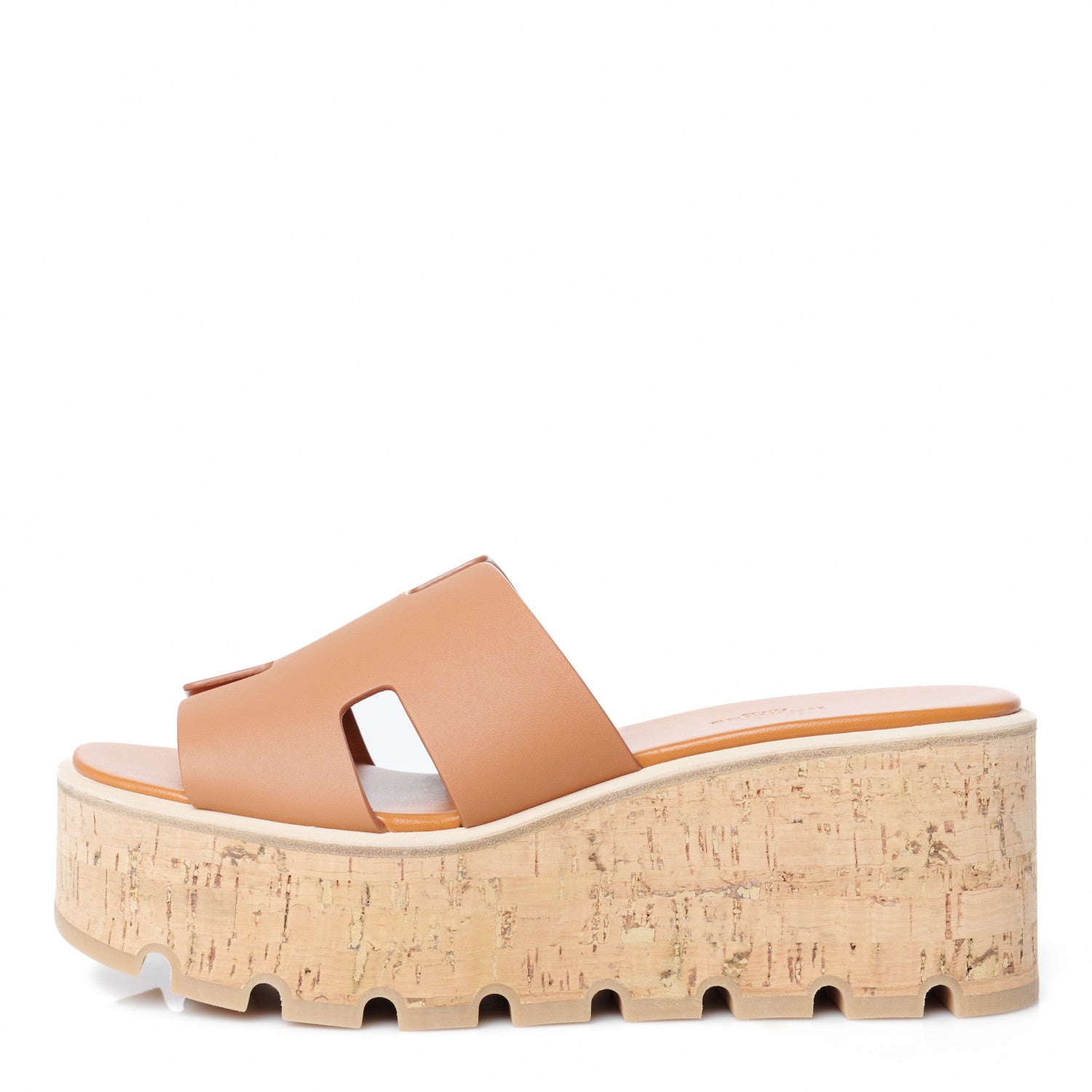 Hermes Calfskin Cork Eze 30 Sandals 37 Marron Glaise 1 of 9