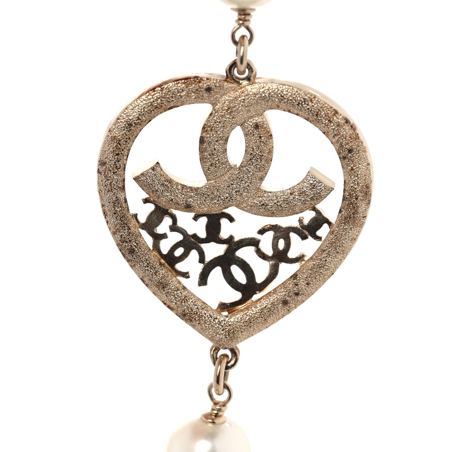 Swarovski Crystal Pearl CC Heart Necklace Gold