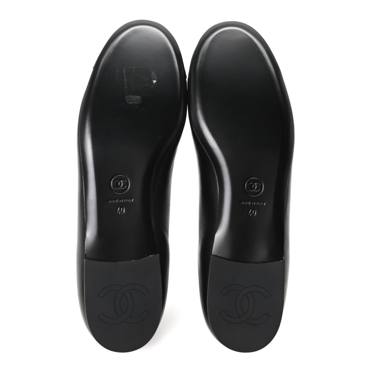 Chanel Lambskin Grosgrain Silk CC Mary Jane Flats 40 Black White 6 of 9