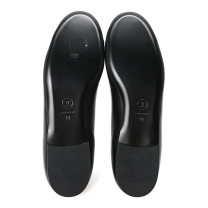 Chanel Lambskin Grosgrain Silk CC Mary Jane Flats 40 Black White 6 of 9
