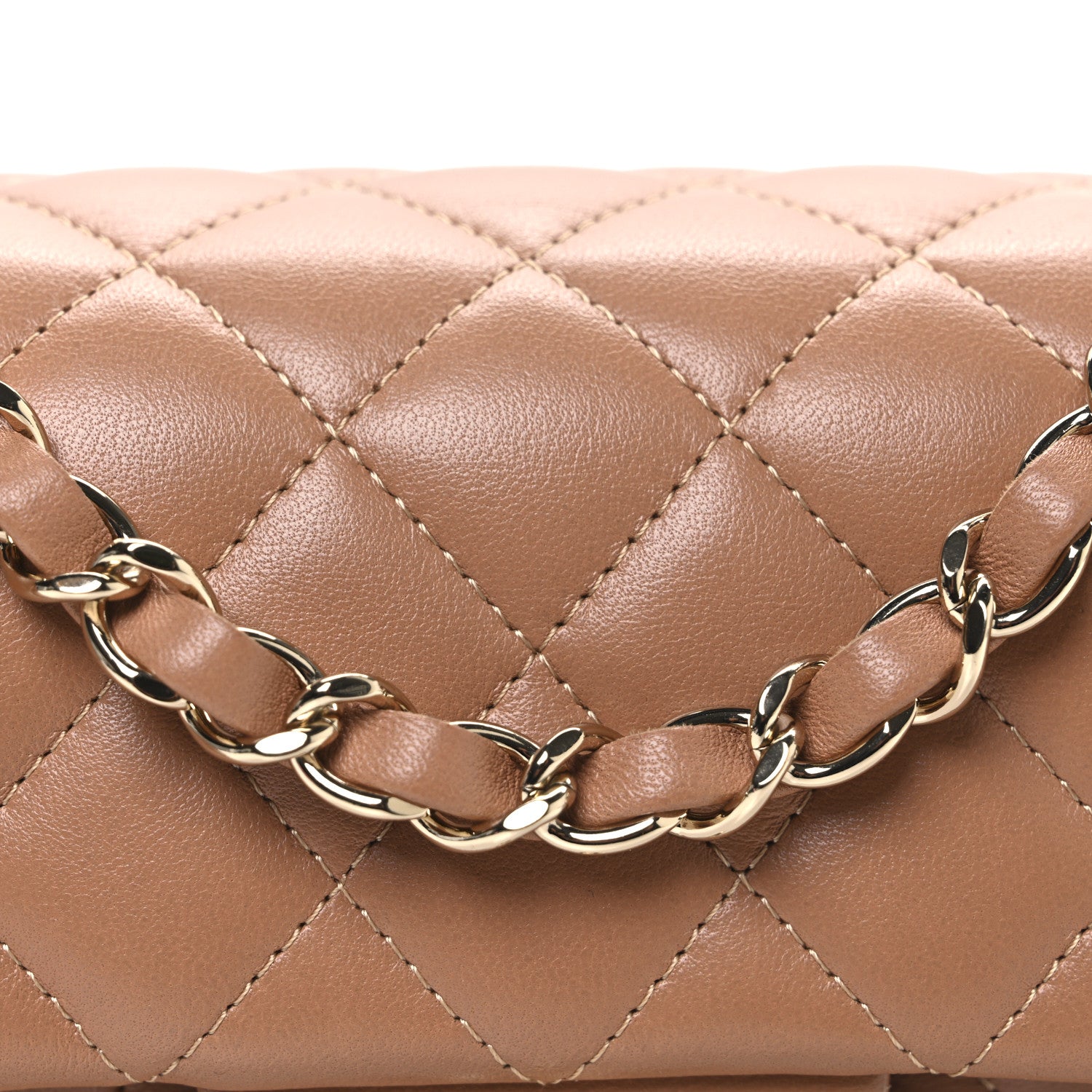 Chanel Lambskin Quilted Mini Rectangular Flap Dark Beige 7 of 10