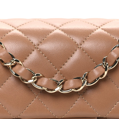 Chanel Lambskin Quilted Mini Rectangular Flap Dark Beige 7 of 10