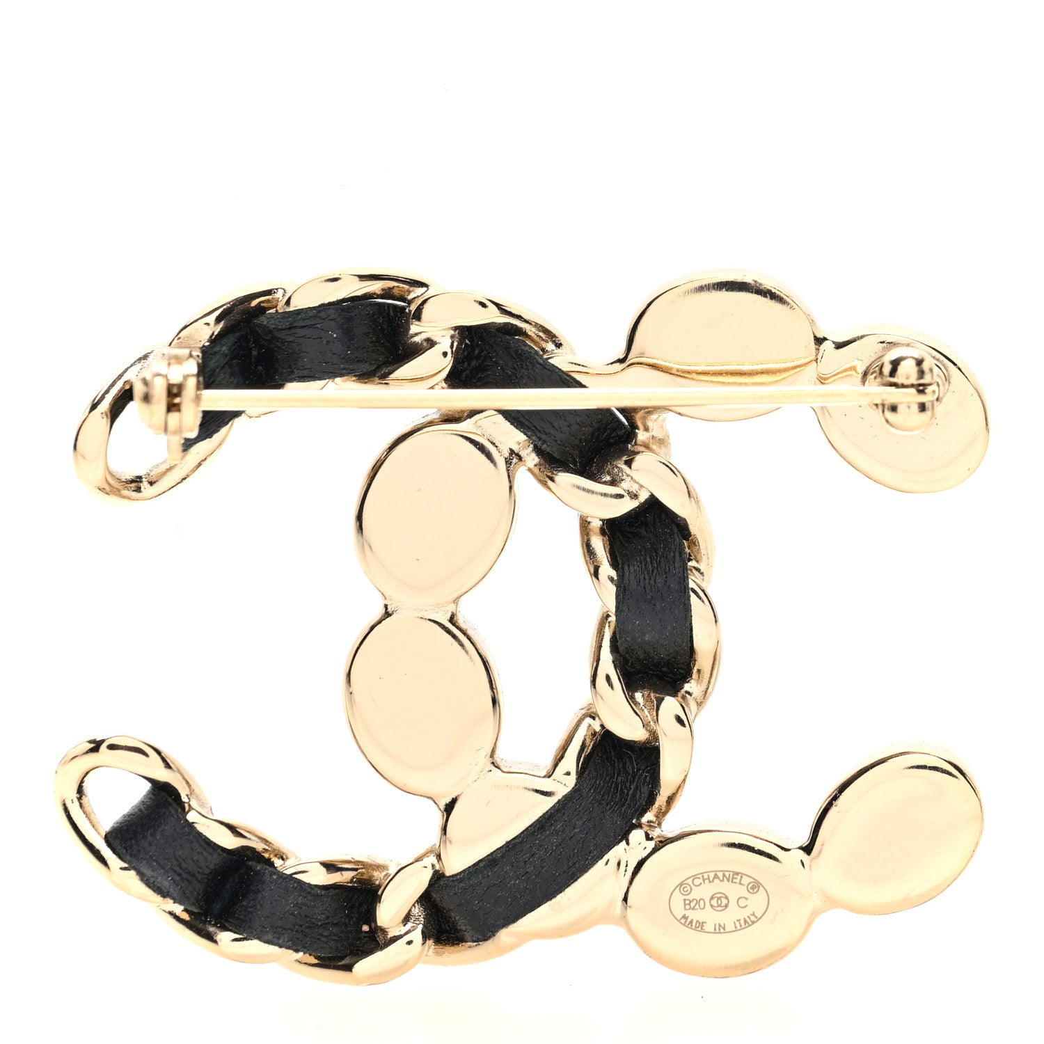 Chanel Lambskin Crystal CC Chain Brooch Black Multicolor 3 of 4