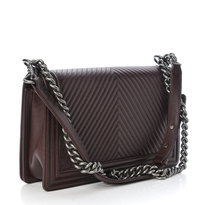Chanel Calfskin Chevron Quilted New Medium Boy Flap Burgundy 3 of 7