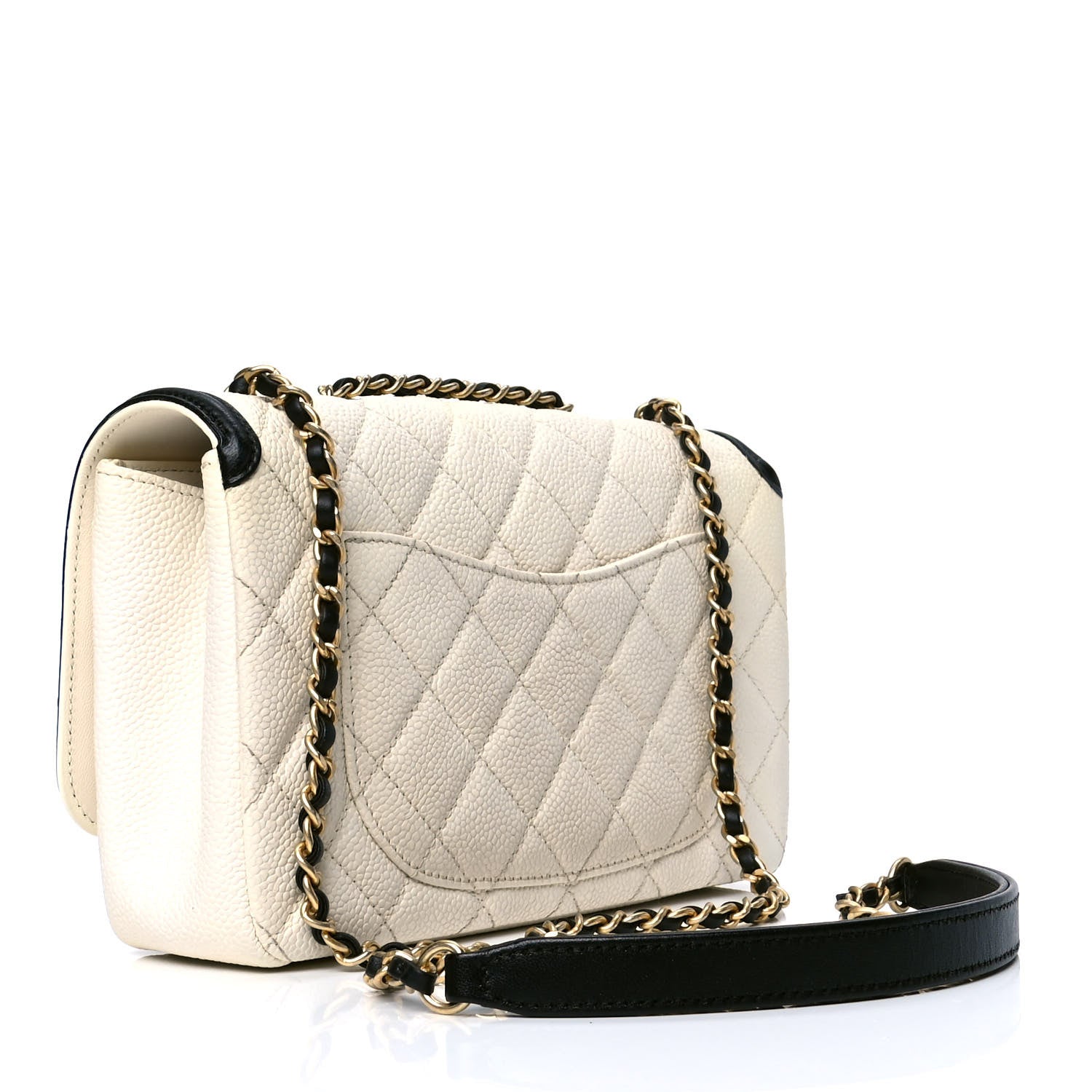 Chanel Caviar Quilted Small CC Filigree Flap White Black 3 of 10