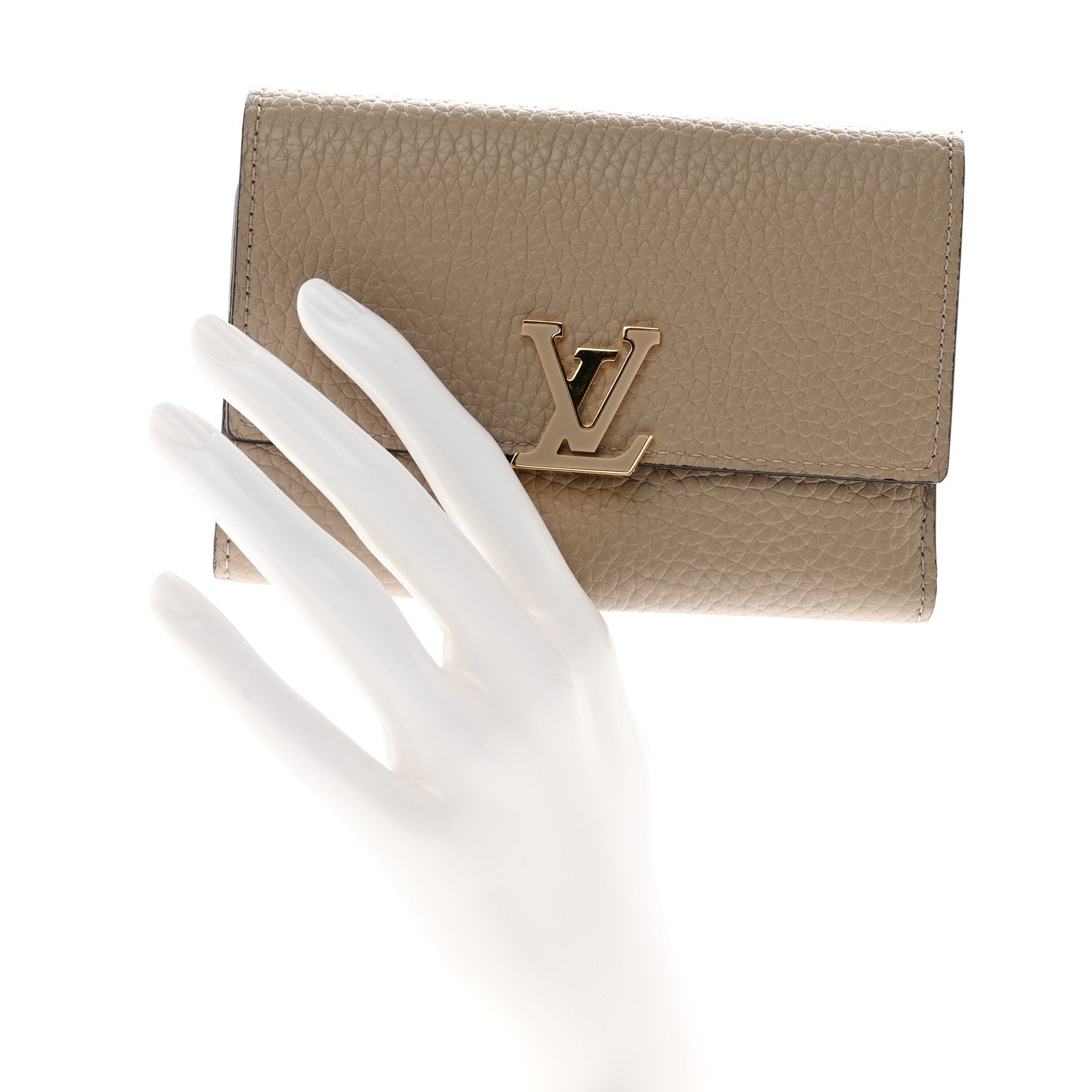 Louis Vuitton Taurillon Capucines Compact Wallet Galet 2 of 8
