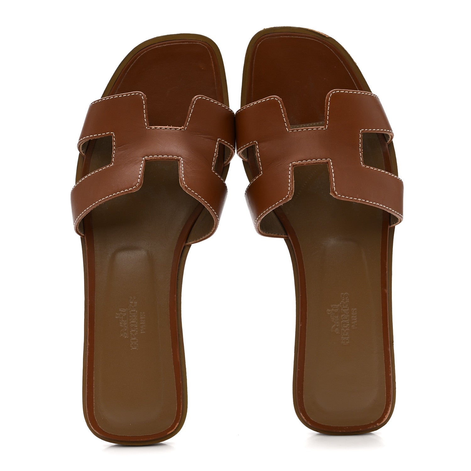 Hermes Box Calfskin Oran Sandals 36 Gold 2 of 9