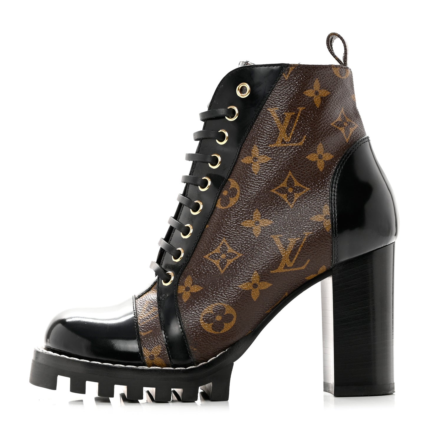 Patent Calfskin Monogram Star Trail Ankle Boots 37.5 Black