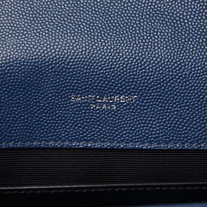 Saint Laurent Grain De Poudre Textured Mixed Matelasse Triquilt Medium Monogram Satchel Denim 7 of 8