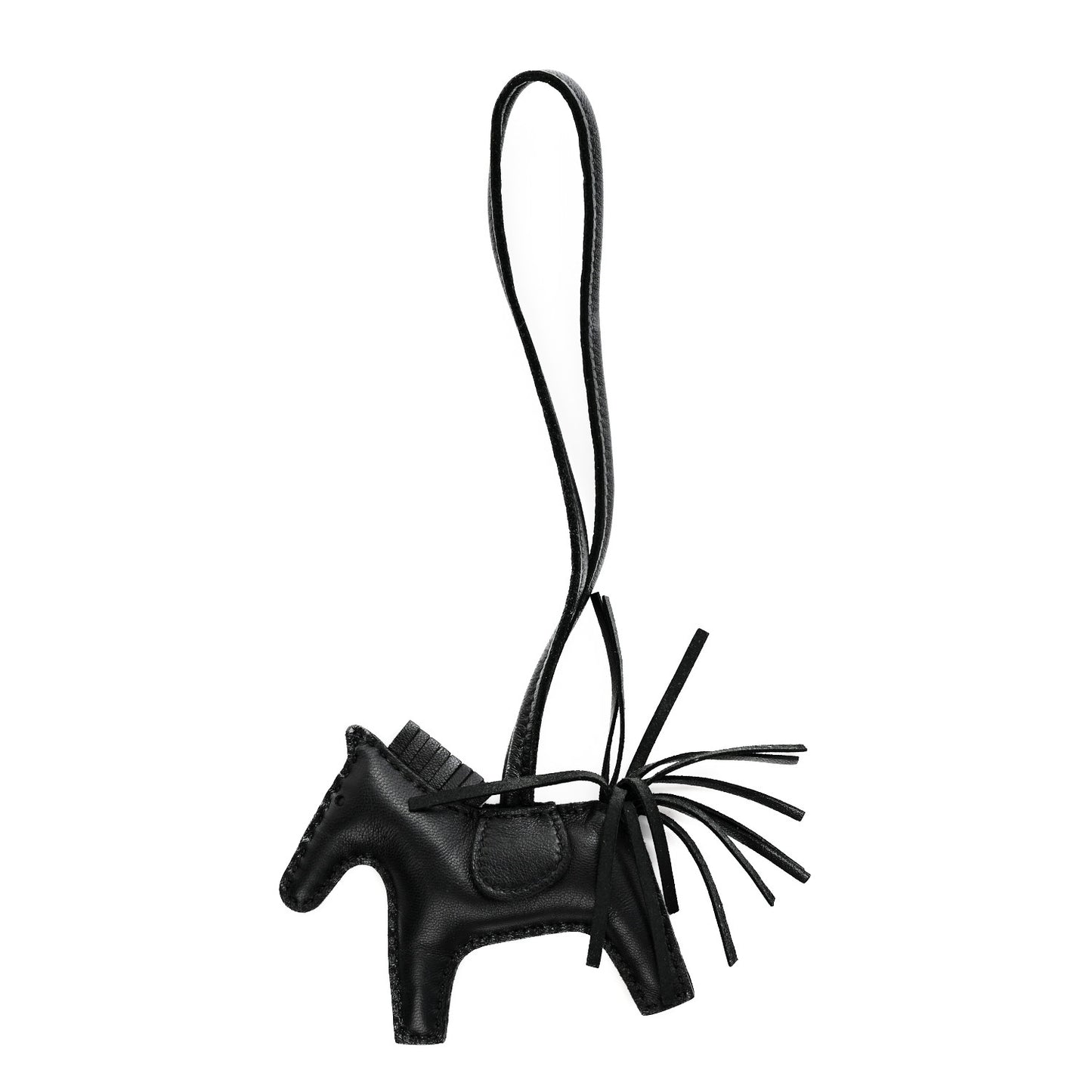 Milo Lambskin Grigri Rodeo Horse Bag Charm PM So Black