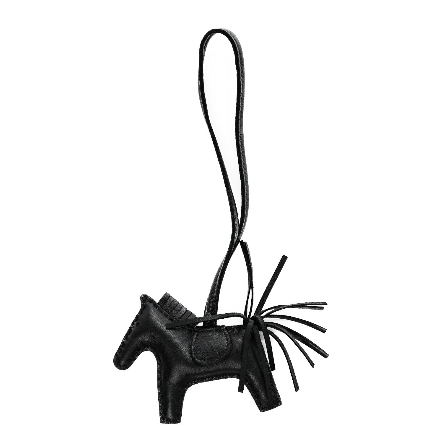 Hermes Milo Lambskin Grigri Rodeo Horse Bag Charm PM So Black 1 of 4