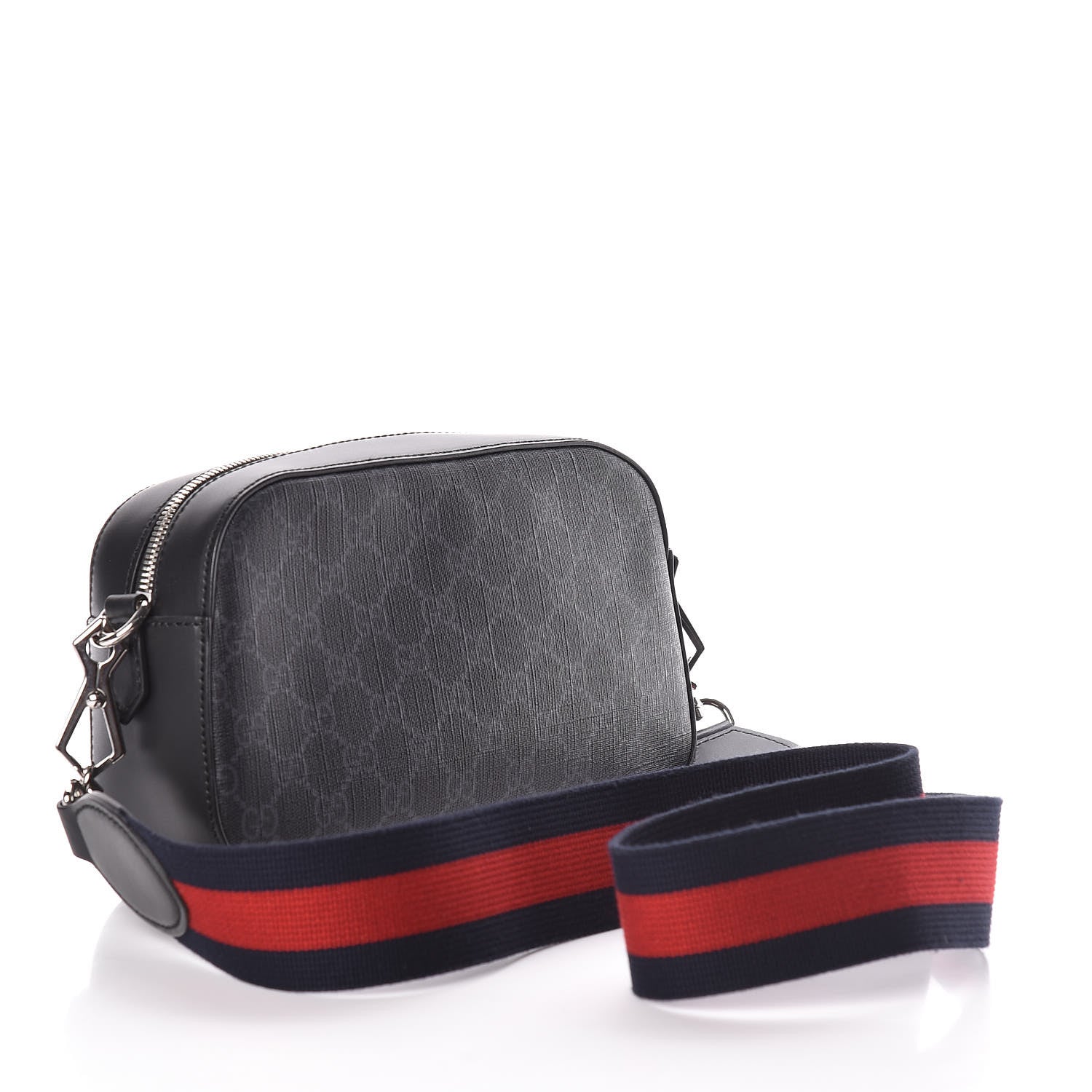 Gucci GG Supreme Monogram Web Shoulder Bag Black Grey 3 of 10
