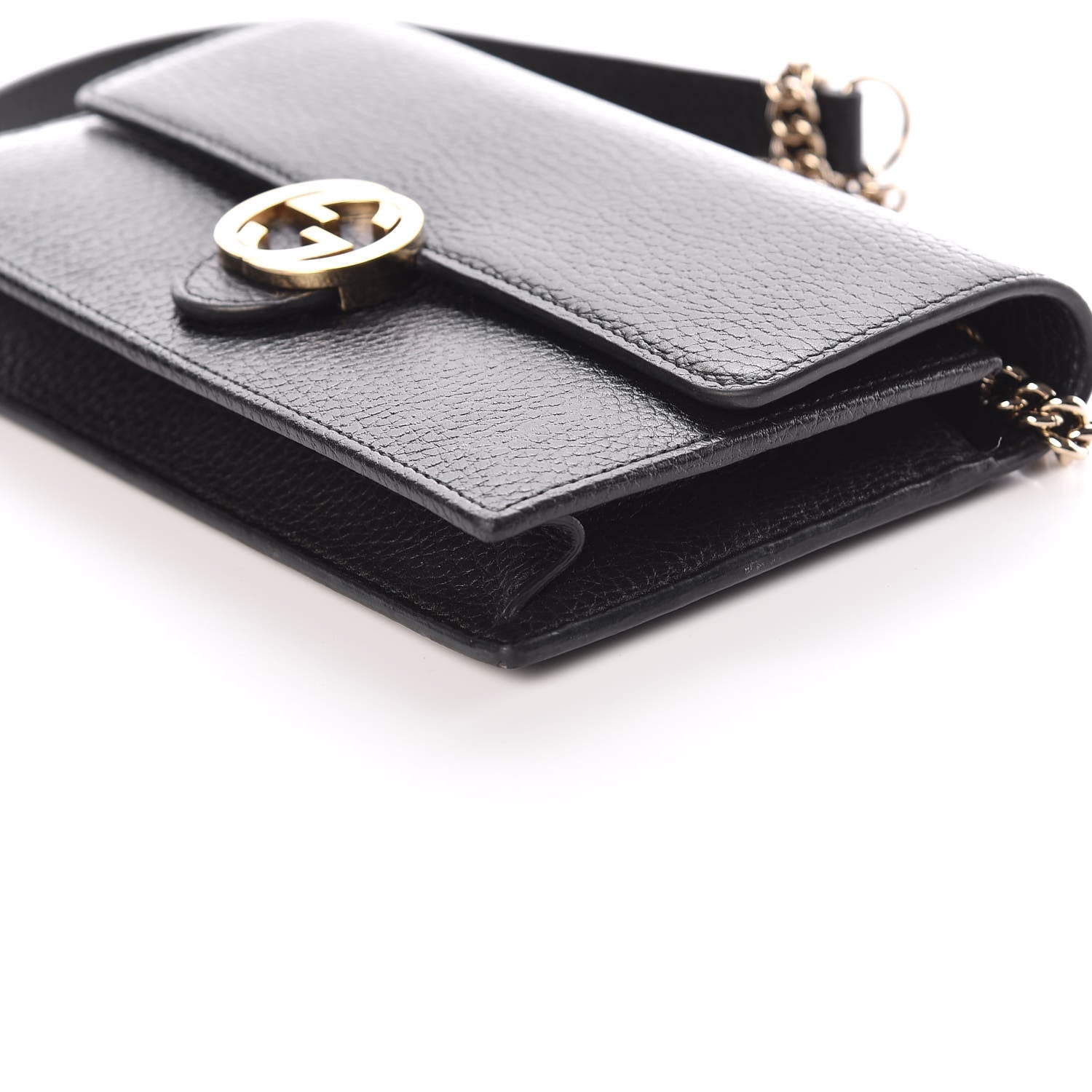 Gucci Dollar Calfskin Interlocking G Chain Wallet Black 9 of 11