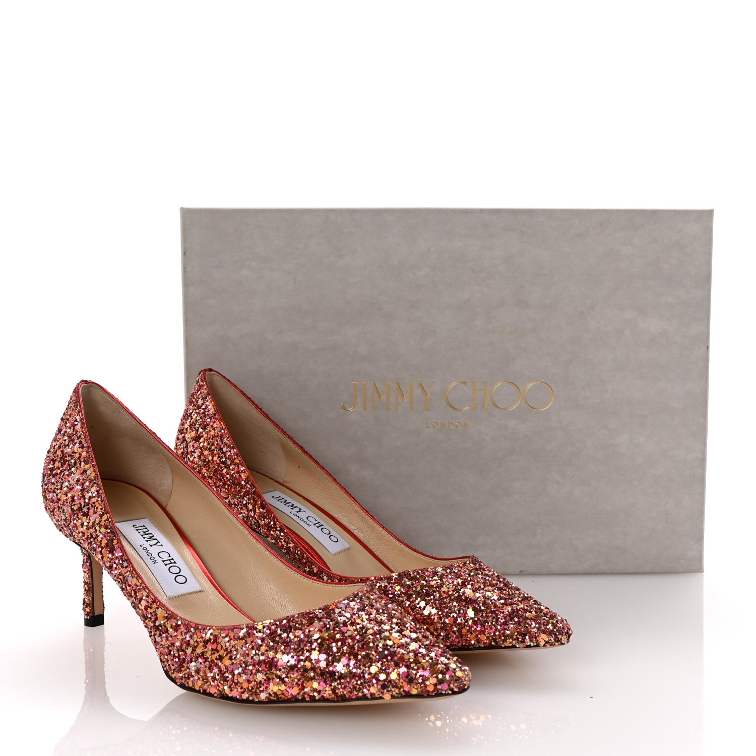 Jimmy Choo Coarse Glitter Degrade Romy 60 Pumps 38 Pink Multi 9 of 9