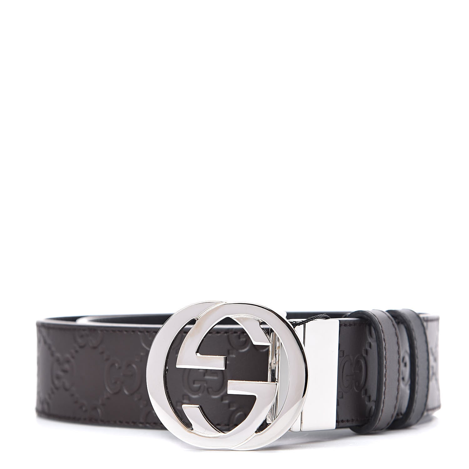 Gucci Guccissima Signature Interlocking G Reversible 37mm Belt 80 32 Black Cocoa 1 of 5