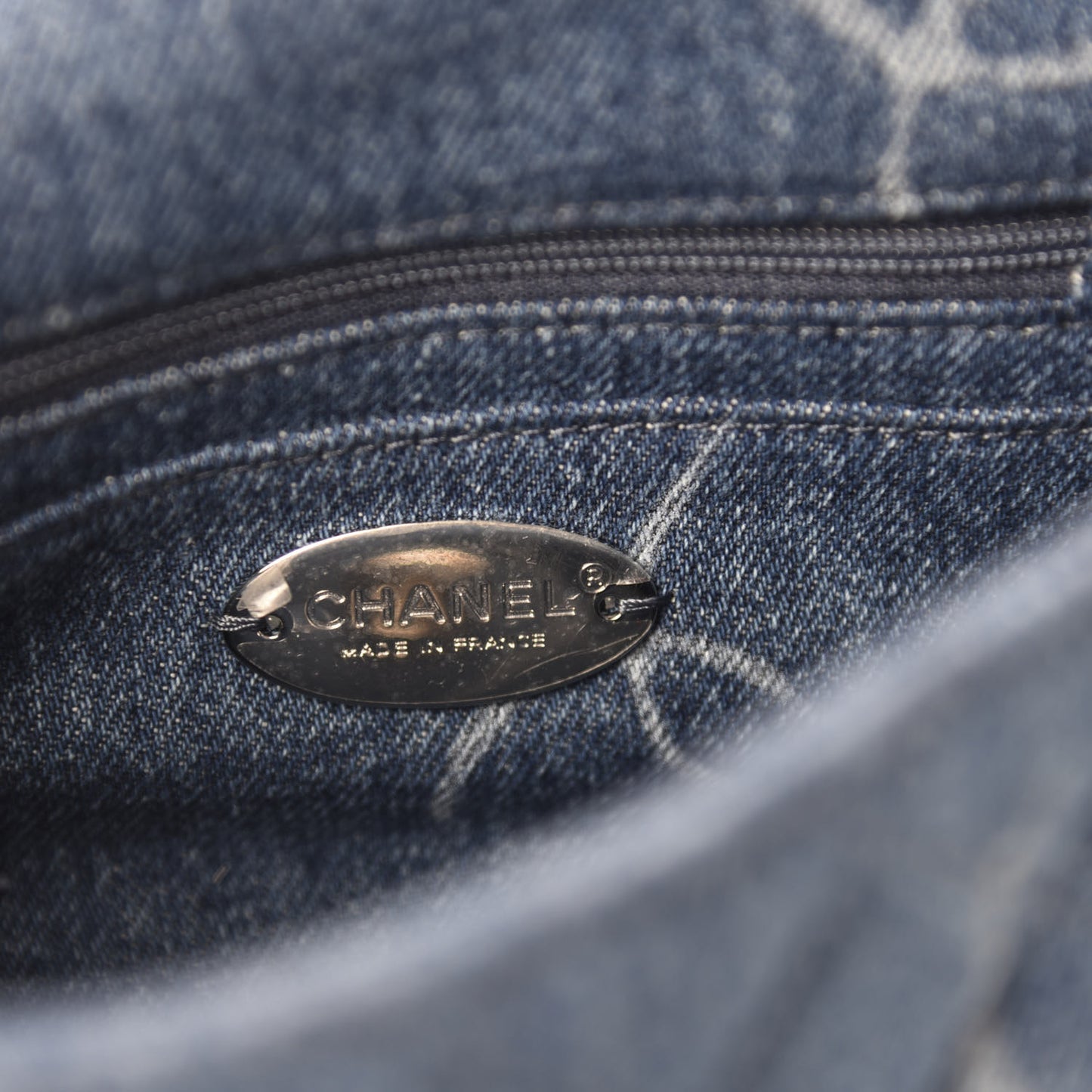 Denim CC Quilted Mini Square Flap Blue