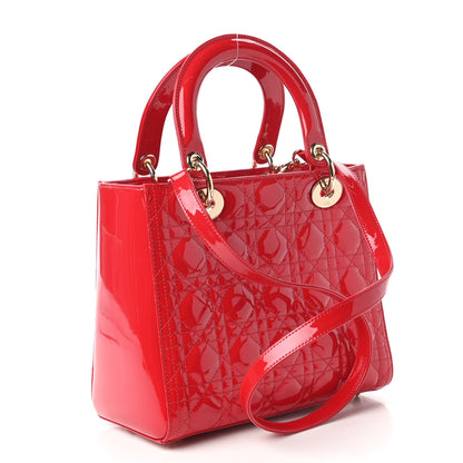 Christian Dior Patent Cannage Medium Lady Dior Red 3 of 10
