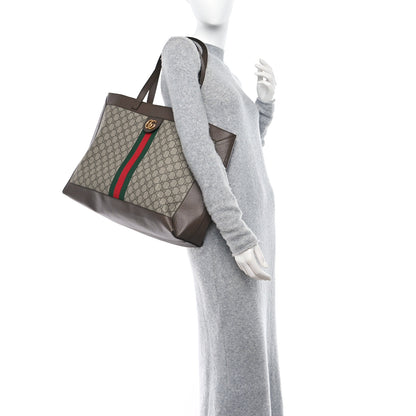 Gucci GG Supreme Monogram Web Ophidia Tote Brown 2 of 10