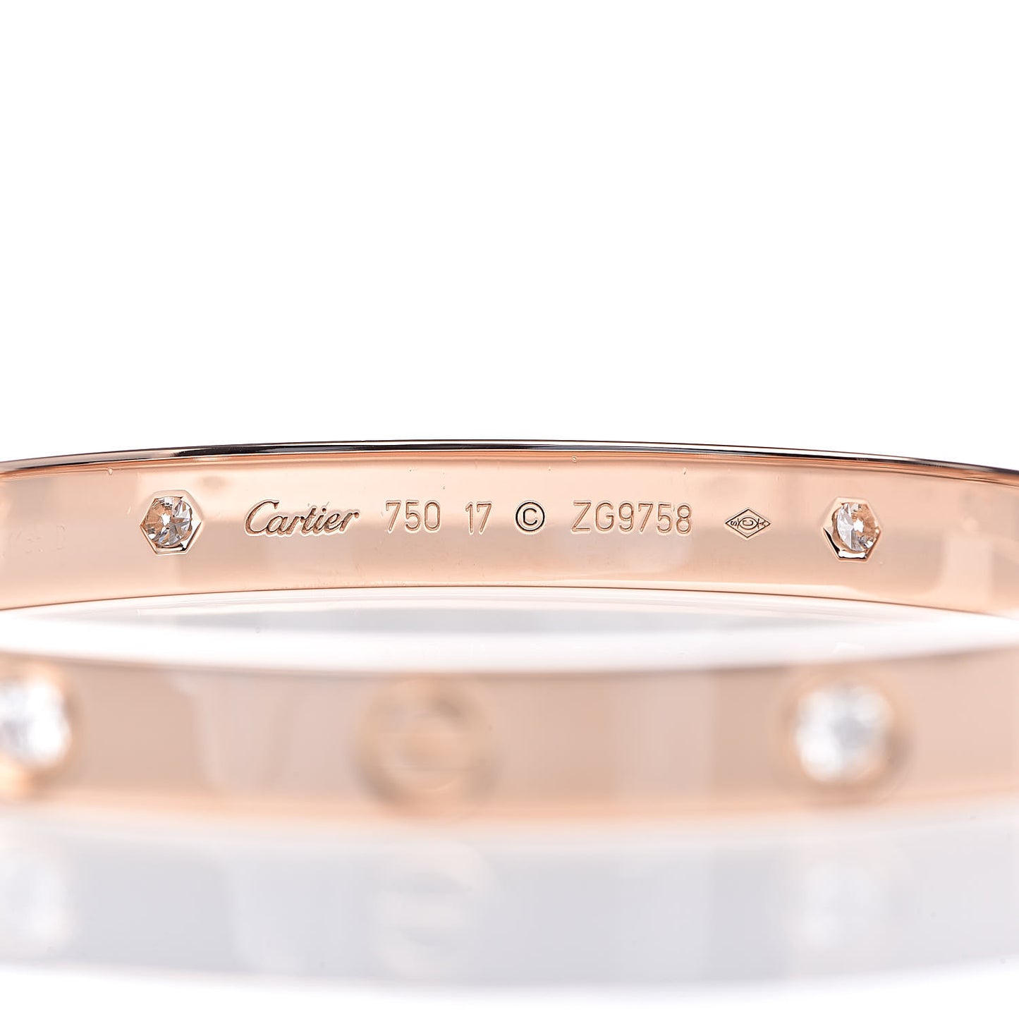 18K Pink Gold 4 Diamond LOVE Bracelet 17