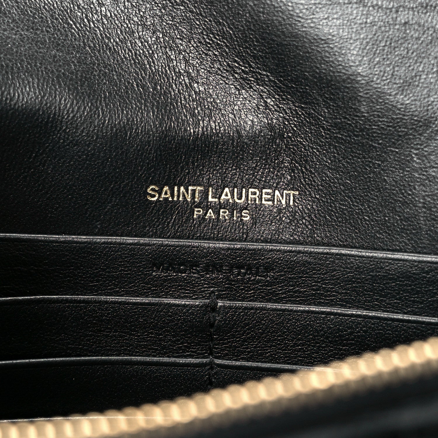 Saint Laurent Calfskin Crocodile Embossed Kate Monogram Tassel Chain Wallet Black 6 of 10
